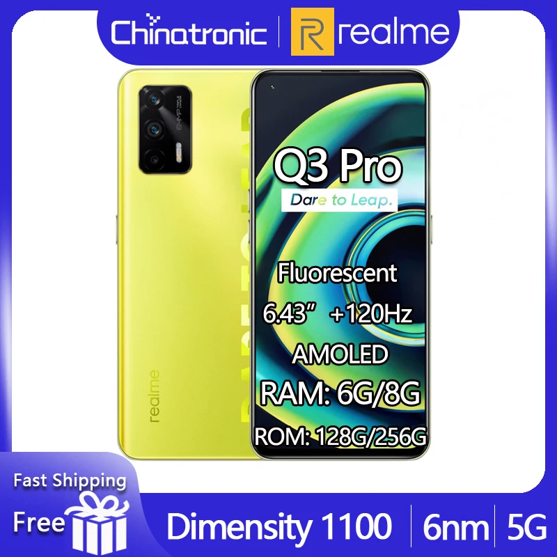 Оригинальный realme Q3 Pro 5G мобильный телефон 128 ГБ 6 43 &quotAMOLED 120 Гц частота обновления