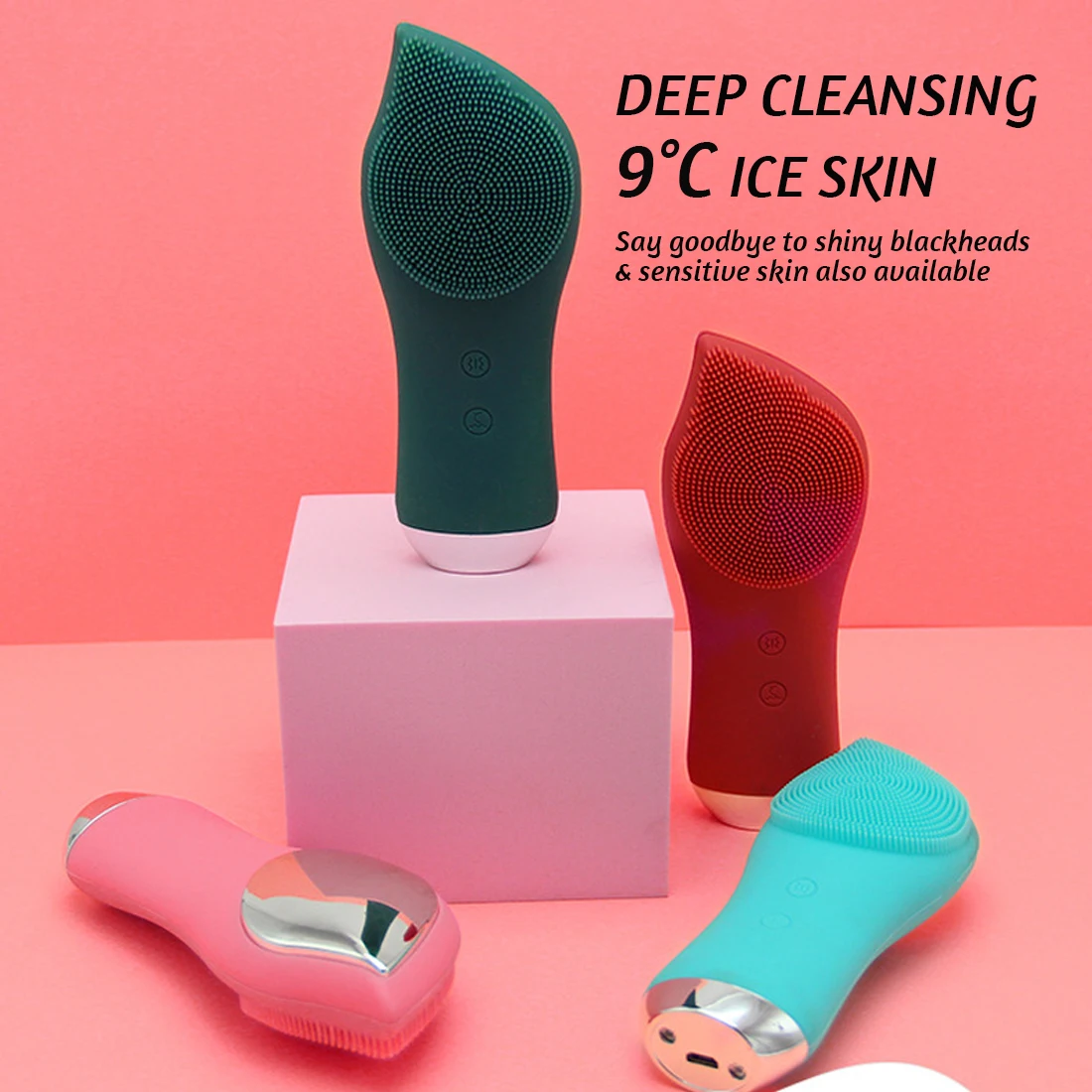 

Facial Cleansing Brush Electric Silicone Face Massager Cleansing Brush Electric Facial Cleanser Massage Tool Face Cleanser Brush