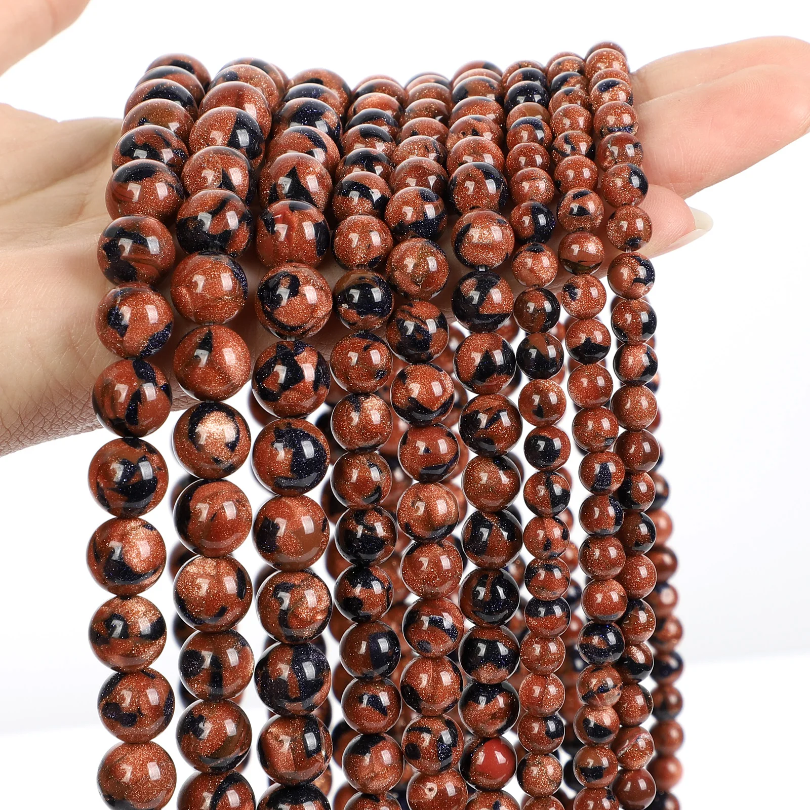 Бусины из натурального камня синее золото песчаник круглые свободные