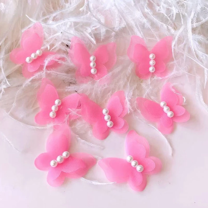 10 шт./лот патчи ремесло поставки цветок жемчуг стерео бабочка свадебное платье DIY