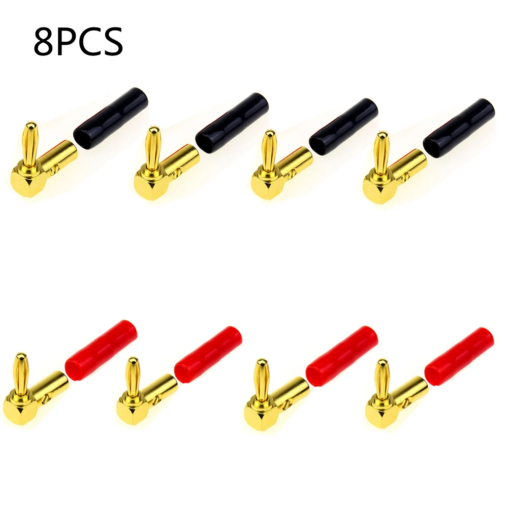

8PCS(4 Pairs)HIFI 3Î¼ 24K Gold Plated Banana Connector 90 Degree Banana Plug