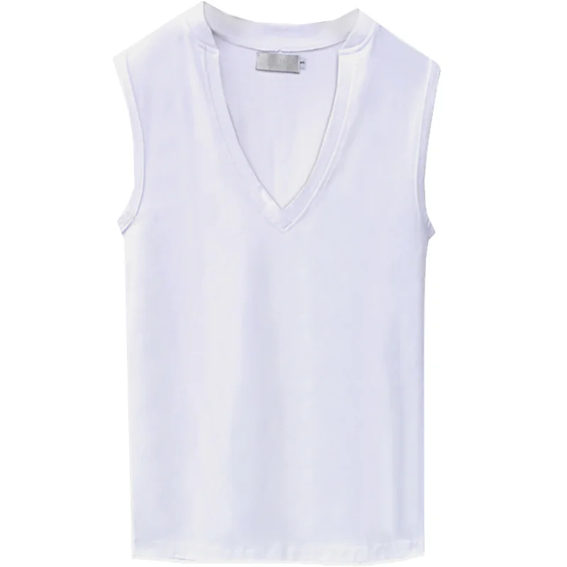 

Summer Men's Clothing Fashion Personality Paragraph Deep V Neck Slim Fitness Undershirt Male Pullover Vest Plus Size Available