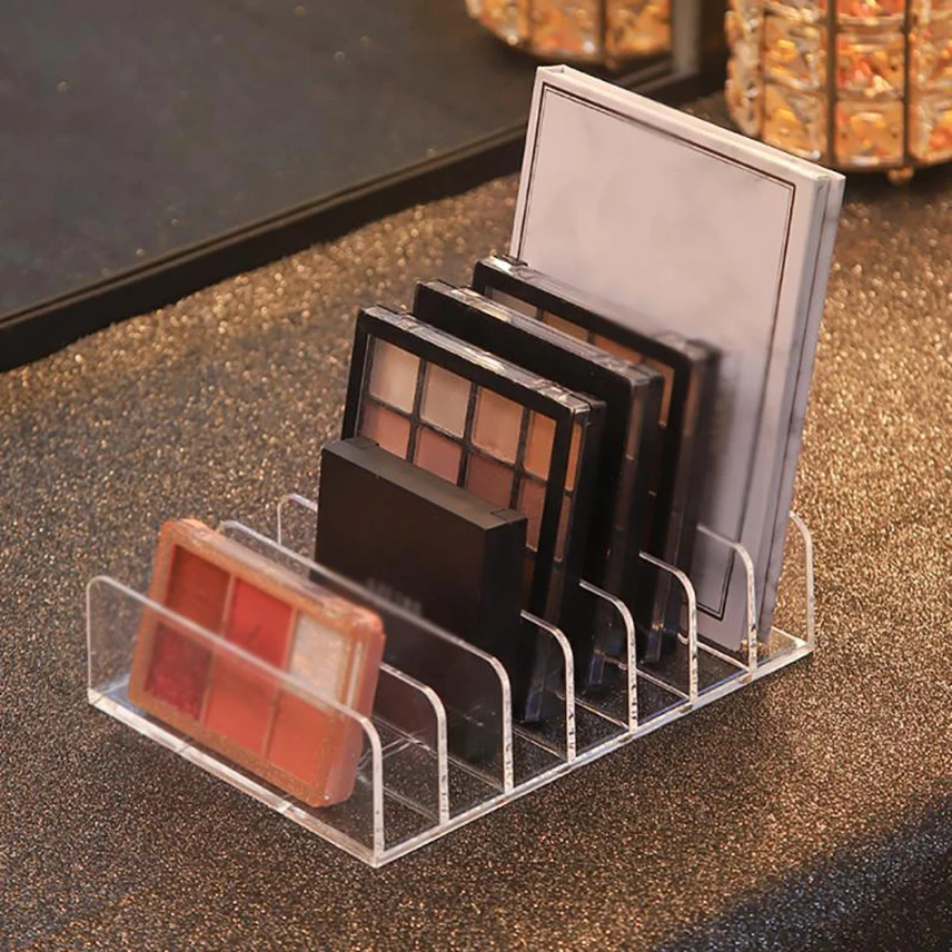 

Eyeshadow Palette Organizer Box 7 Grid Transparent Storage Makeup Cosmetic Rack Stand Dressing Desk Accessories
