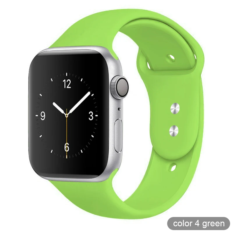 Цветной мягкий силиконовый спортивный ремешок для Apple Watch серии 1 2 3 4 5 38 мм 42 мм резиновый ремешок для часов 40 мм 44 мм iWatch 4/5 - Цвет ремешка: 4 Green