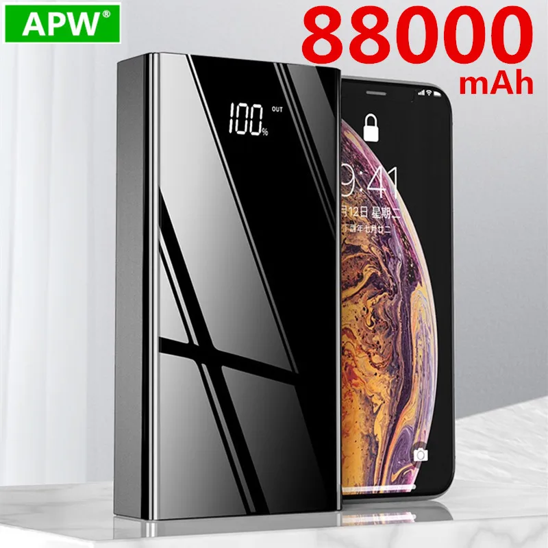 Внешний аккумулятор TypeC 88000 мАч Micro USB QC быстрая зарядка светодиодный дисплей