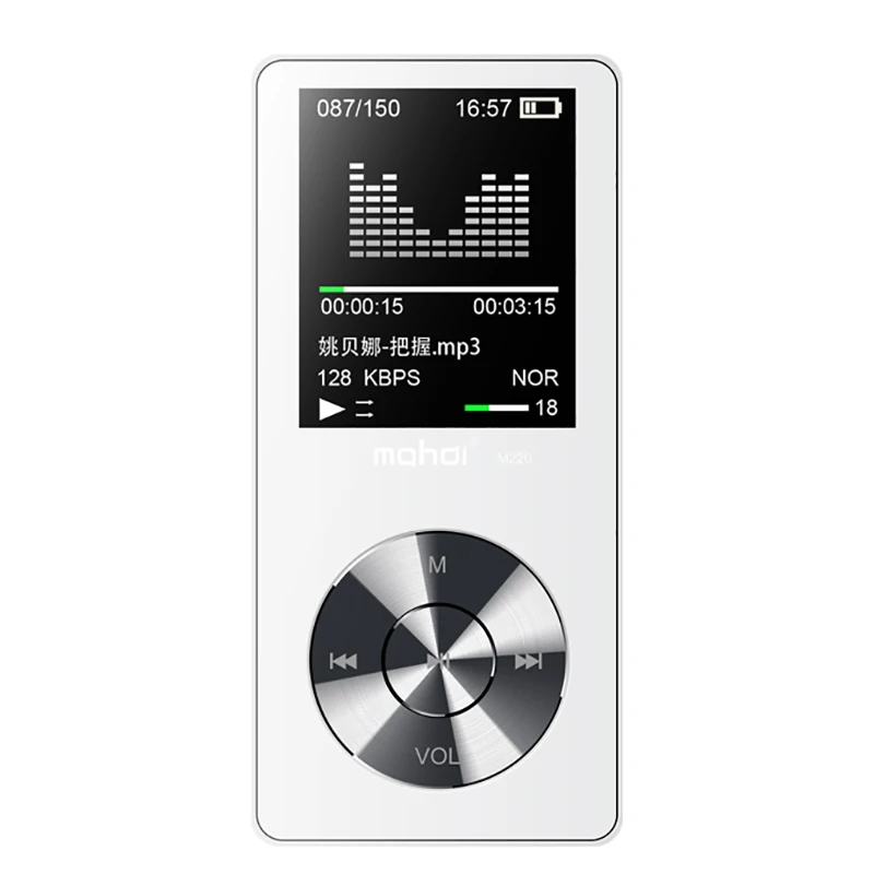 Портативный металлический MP3-плеер Встроенные колонки электронная книга fm радио часы аудио рекордер flac без потерь hifi спортивный музыкальный видео плеер - Цвет: white