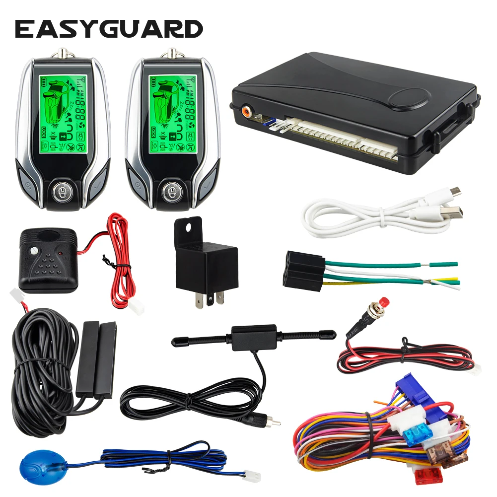 EASYGUARD ЖК пейджер дисплей 2 полосная автомобильная сигнализация pke вход без ключа