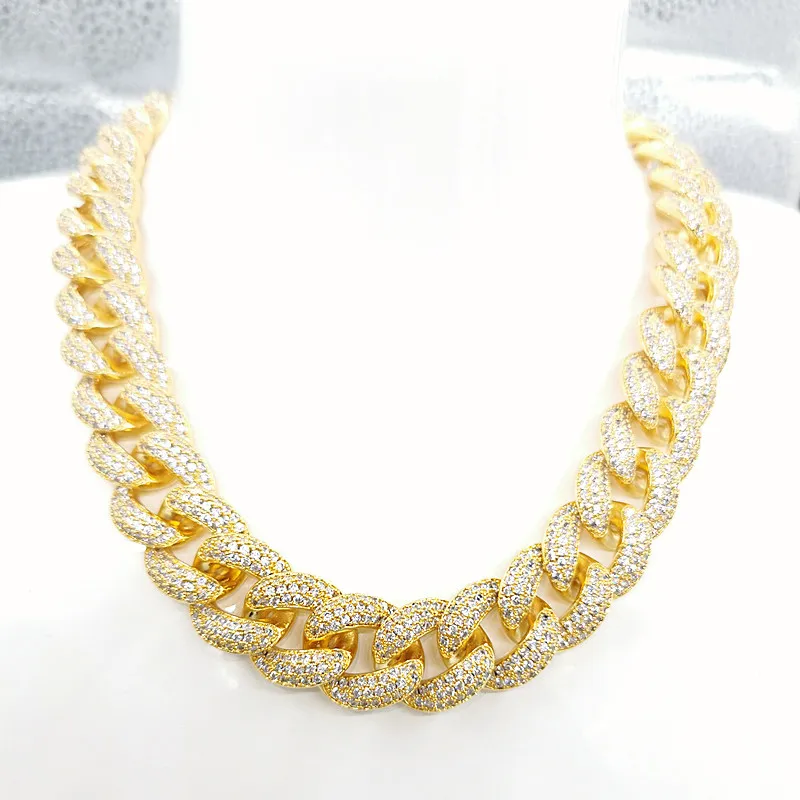 

20MM Hip Hop Big Miami Cuban Chain Iced Out round Necklace Rapper Jewelry 5A Quality Cubic Zirconia Gold Sliver GA1012