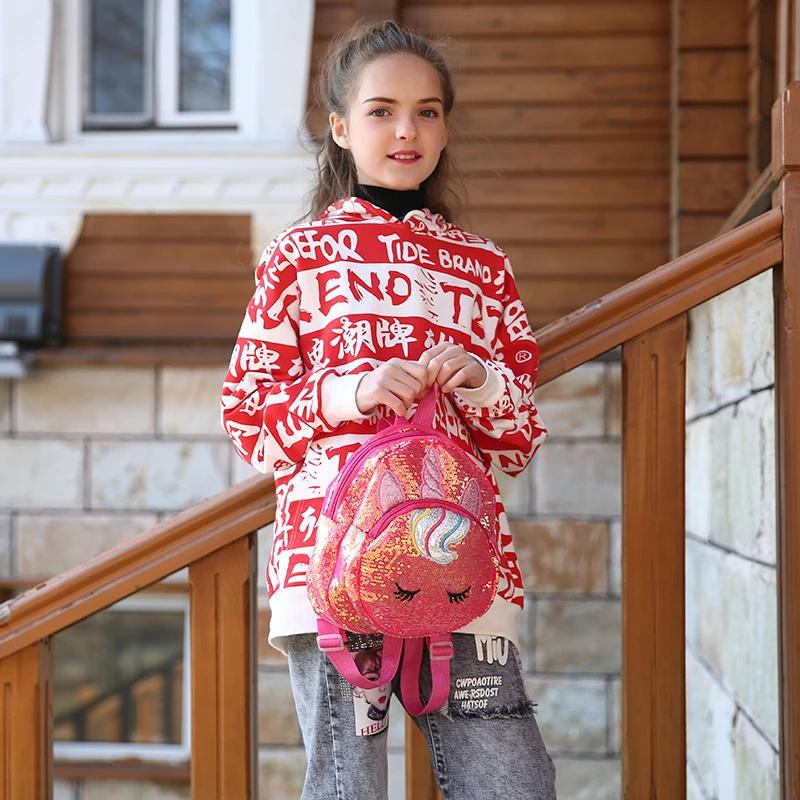 Kindergarten Mini Embroidery Unicorn Backpack Student Cartoon Sequin Schoolbag Girl 4 Color Small Preppy Style Zipper | Багаж и сумки
