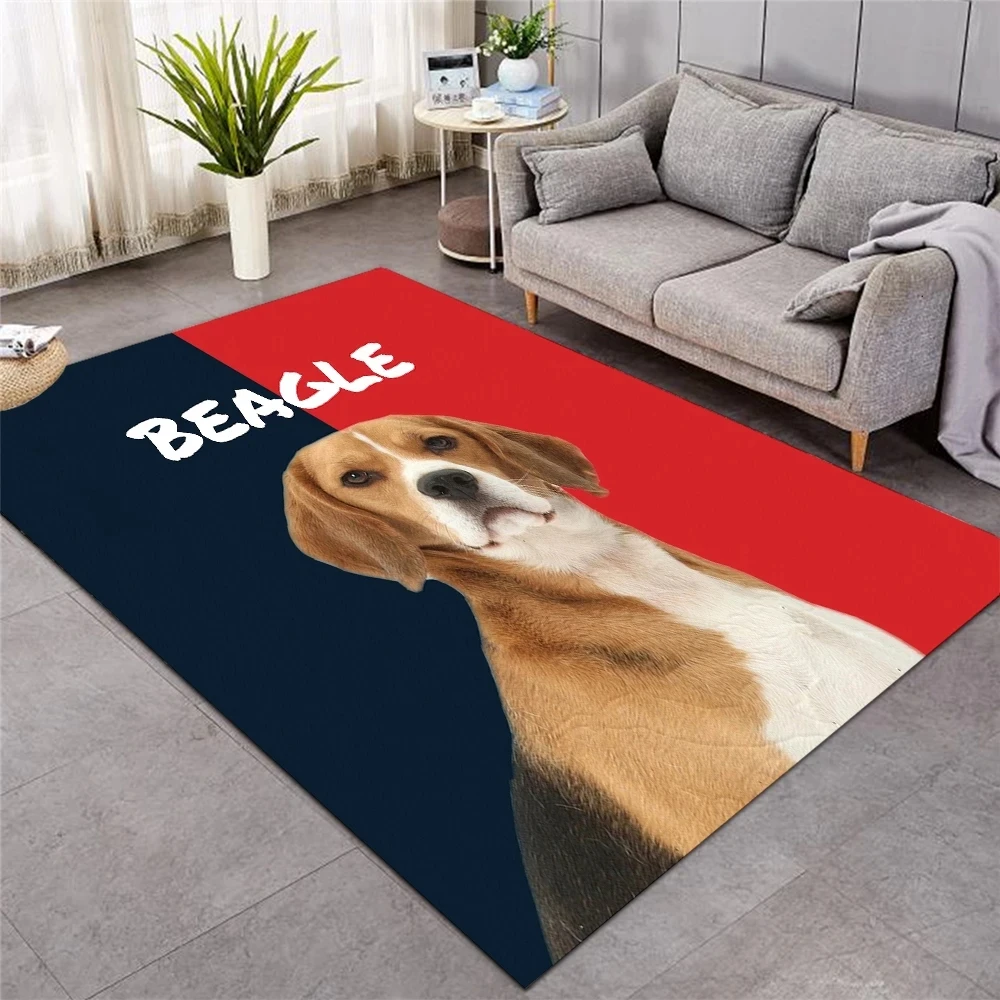 

3D Printed Rug Graphic Best Friend Carpet Dogs Beagle Square Flannel Anti-slip Large Carpet Living room Home Decoration