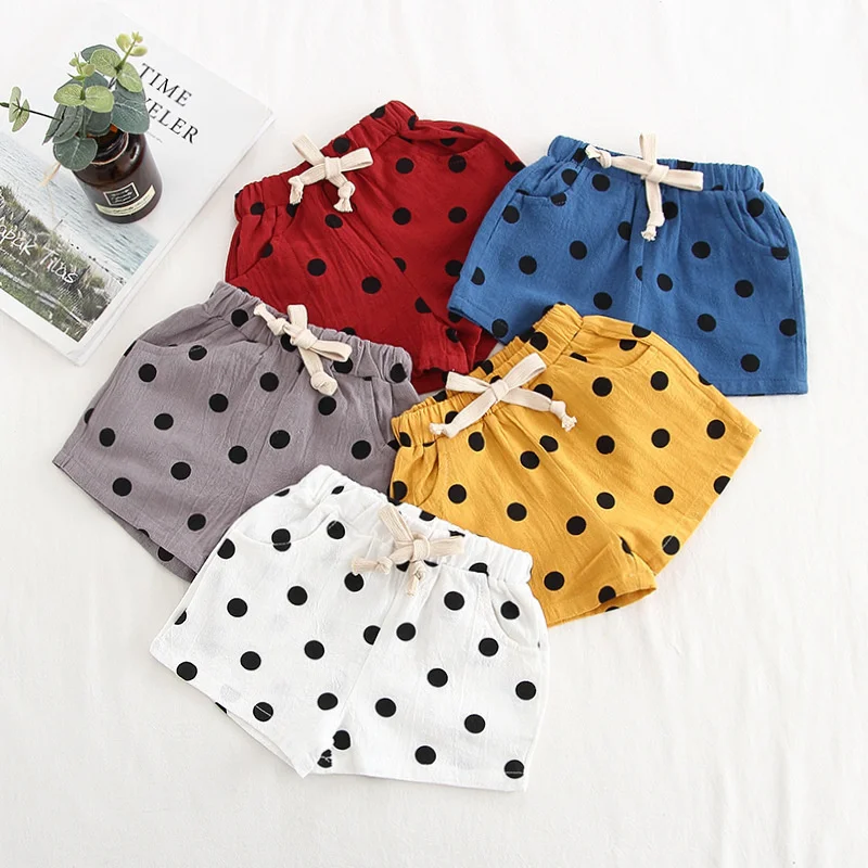 

Newborn Fashion Dots Drawstring Toddler Boys Girls Baby Shorts Cool Summer Casual Cotton Linen Baby Pants Underwear All Match