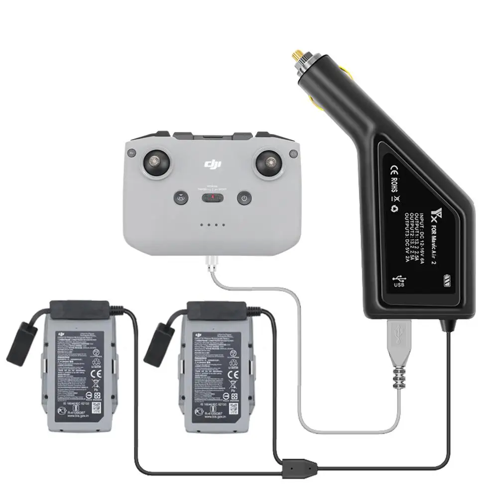 3 in 1 car charger mavic air 2s car charger battery charging usb port remote control charge for dji mavic air 2 charger hub free global shipping