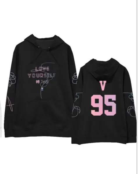 Kpop exo Bangtan/Свободная одежда с капюшоном и буквами для мальчиков, для мужчин и женщин, k-поп свитшоты - Цвет: V
