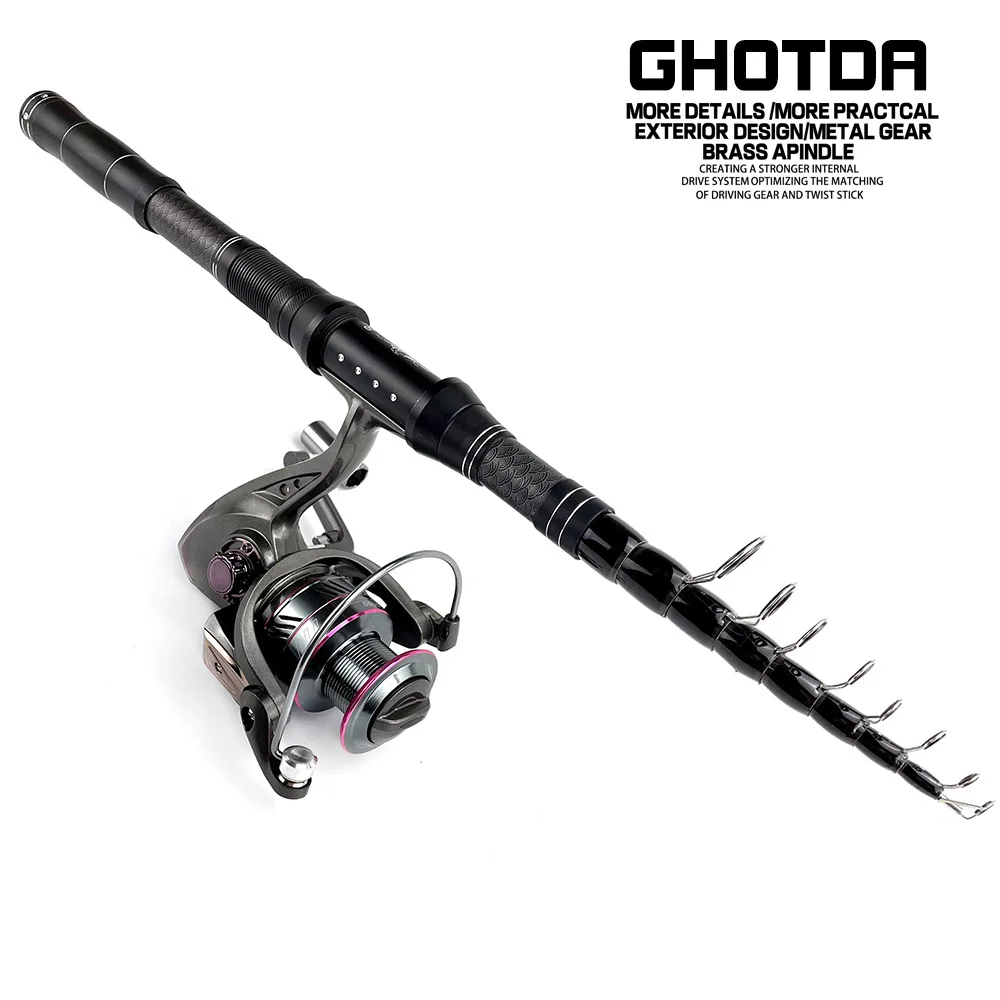 

Rock Rod Telescopic Fishing Rod Combo 1.8-3.0 m Carbon Travel Rod With Spinning Reel Fishing Set