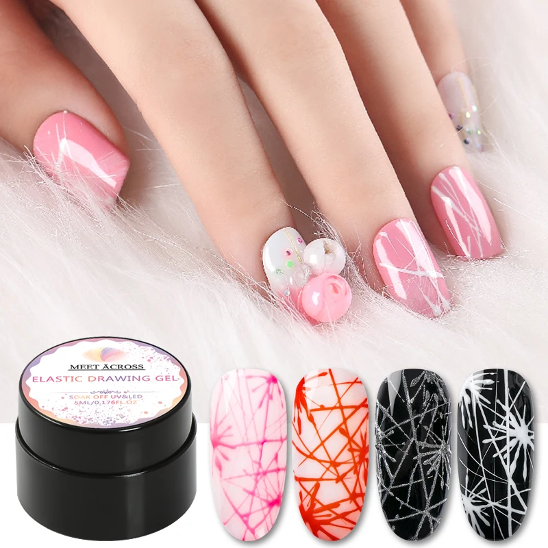 

MEET ACROSS 5ml Nail Drawing Gel Polish varnish Painting Nail Art Line Varnish Thick Elastic Paint UV Gel Soak Off Spider Gel