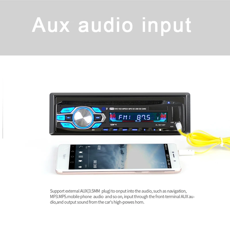 Новое прибытие автомобилей Радио 12 В cd mp3 плеер audio dvd bluetooth ответ повесить телефон usb mp3, cd/dvd/FM автомагнитола радио Беспла