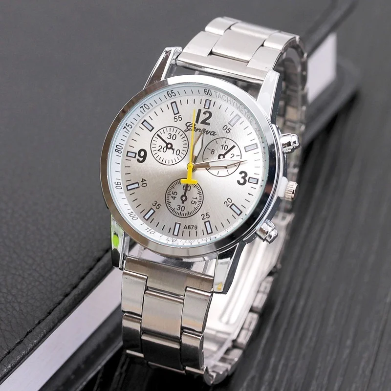 

Men Steel Strap Watch Luxury Business Alloy Quartz Dial Electronic Watch Charm Wrist Clock Simplicity Watches for Men