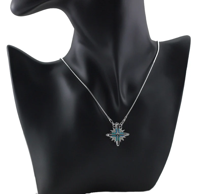 Один кулон два использования красивый крест Синтетический Синий огненный опал