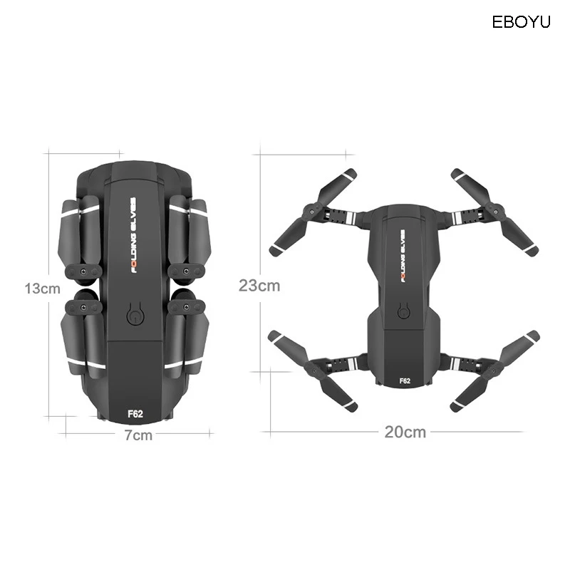 Складной Радиоуправляемый квадрокоптер EBOYU F62 Wi-Fi FPV 4K/480P HD камера оптический