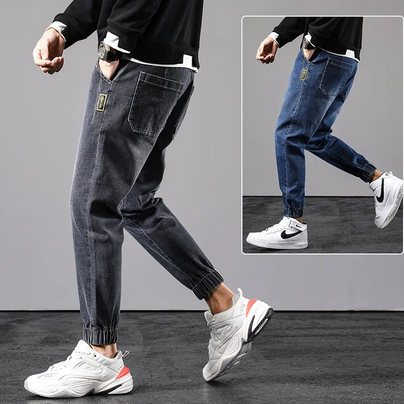 2021 New Spring Autumn Men's Jeans Elastic Harun pants Fashion Streetwear Trousers Male Casual Classic Ankle-Length Denim Pants