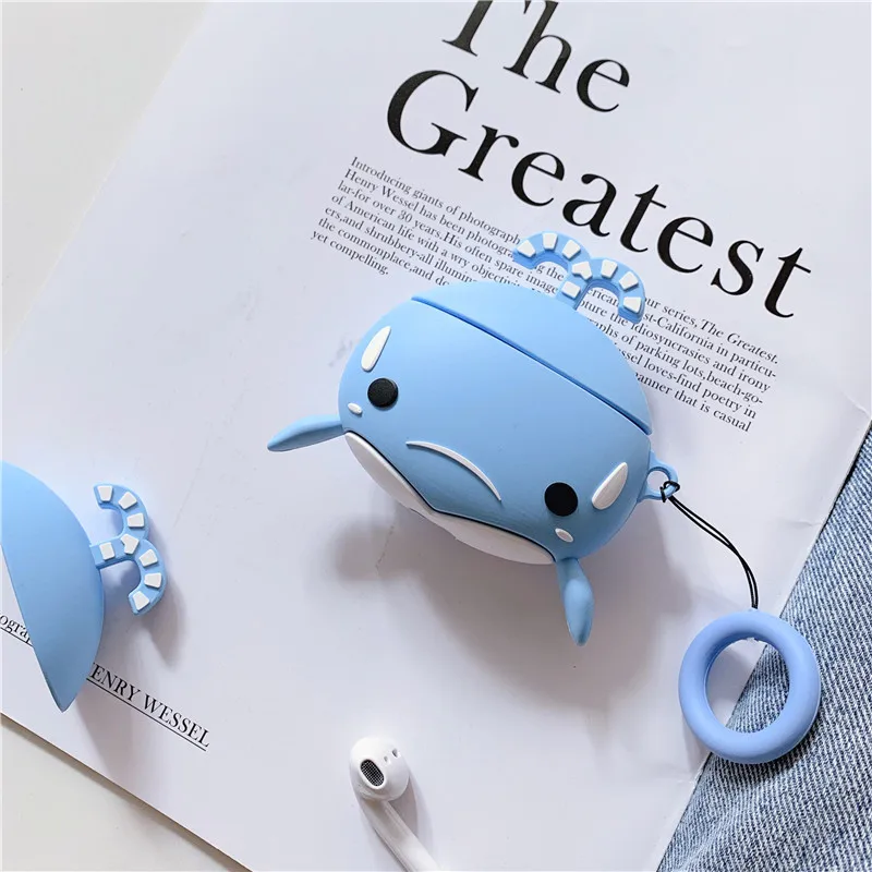 

For Airpods 1/2 Case,Cute 3D Whale Animal Case For Airpods Case Silicone Protective Shockproof Cover For Apple Airpods Case