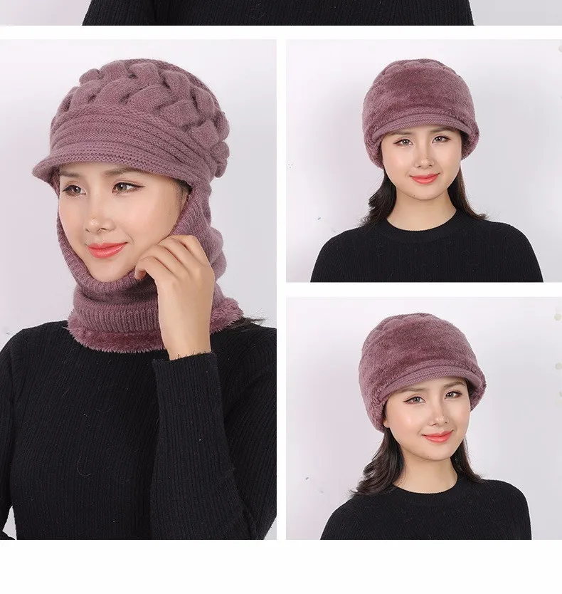 Зимние шапки Skullies Beanies, шляпа для мамы, бини для женщин, шерстяной шарф, шапки, Балаклава, маска, капот, вязанные шапки в полоску