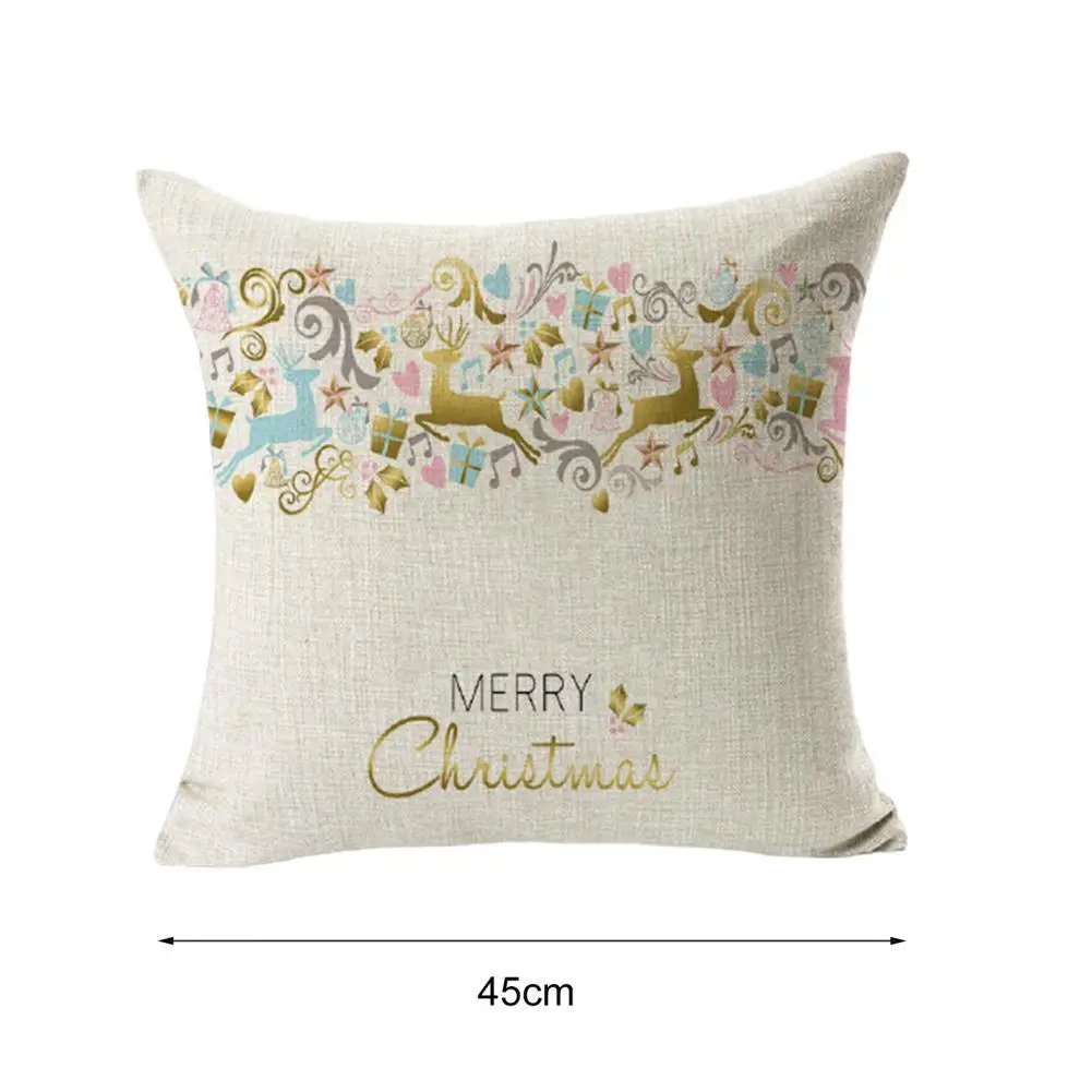 

Pillow Case Skin Friendly Tear Resistant Breathable Christmas Golden Elk Throw Pillow Cover for Bedroom Christmas decoration