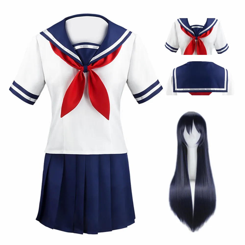 

Anime Yandere Simulator Ayano Aishi Cosplay Costumes Girls School JK Uniform Women Dresses Full Sets