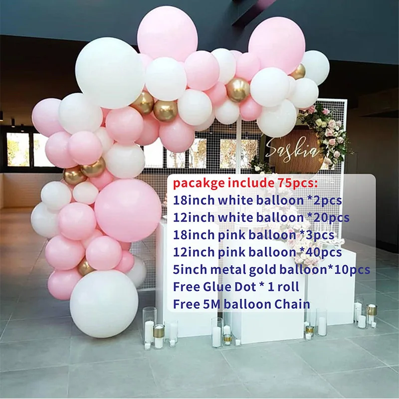 pink set 73 шт./компл. пастельный розовый Макарон Арка с воздушными шарами набор Белый для свадебной вечеринки Вечерние Декорации воздушные шары гирлянда детский душ - Цвет: pink set