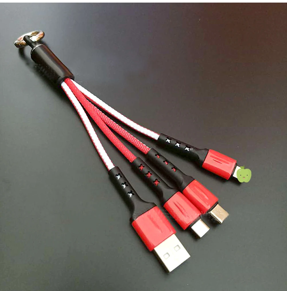 FBYEG 3 в 1 USB кабель брелок короткий Micro usb type C мульти зарядное устройство кабель для Xiaomi huawei iPhone Быстрая зарядка