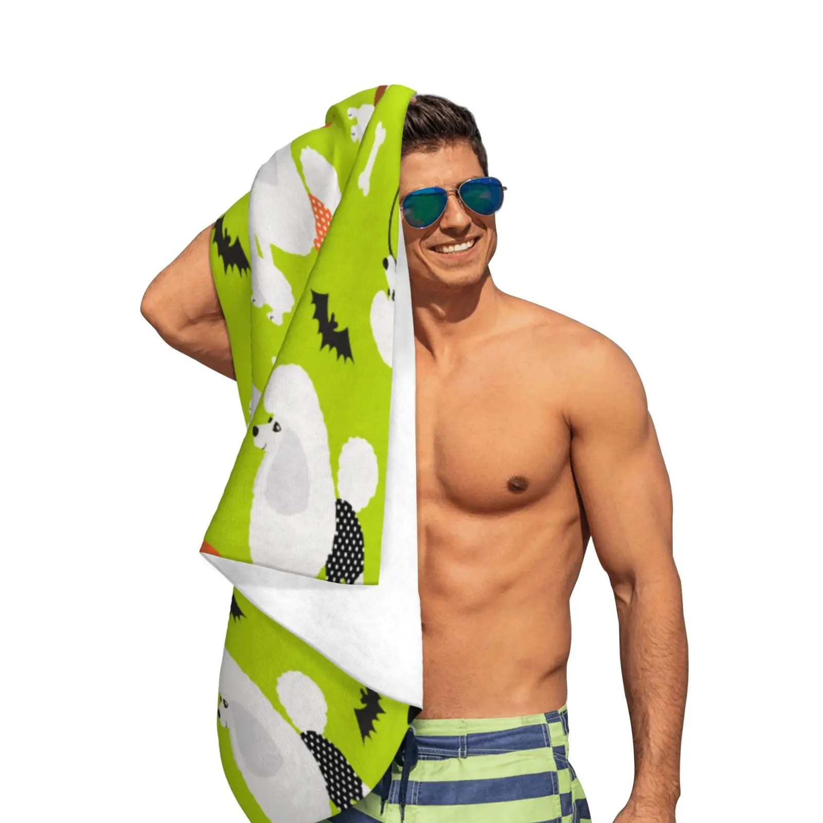 Halloween Poodles Pattern Beach Towel XL Bath Personalized Design Sand Cloud Luxury Towe Towels Bathroom | Дом и сад