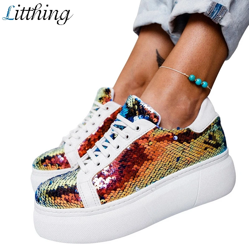 Litthing Basket Femme кроссовки женские блестящие туфли на платформе повседневные женские балетки на плоской подошве женские слипоны