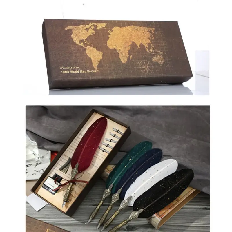 Винтажная рекламная Подарочная коробка чернильная ручка с перьями для