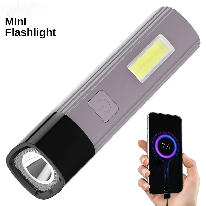 

Strong Light Flashlight Outdoor Rechargeable Mini Flashlight Walking Portable Household Charging Treasure Lipstick Light