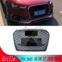 for audi a6s6 c7 2016 2017 2018 auto parts for rs6 style front bumper sports hexagonal honeycomb grille mesh racing grill