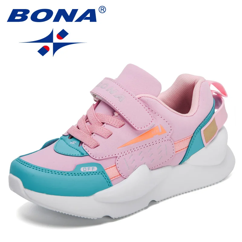 

BONA 2021 New Designers Trendy Running Shoes Kids Fashion Breathable Boys Sneakers Casual Sports Shoes Girls Jogging Footwear