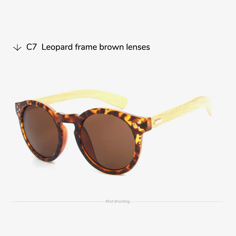 Leopard frame Toketorism бамбуковые солнцезащитные очки ретро мужские солнцезащитные очки круглые Оттенки для женщин леопардовая оправа 3204 - Цвет линз: Leopard frame