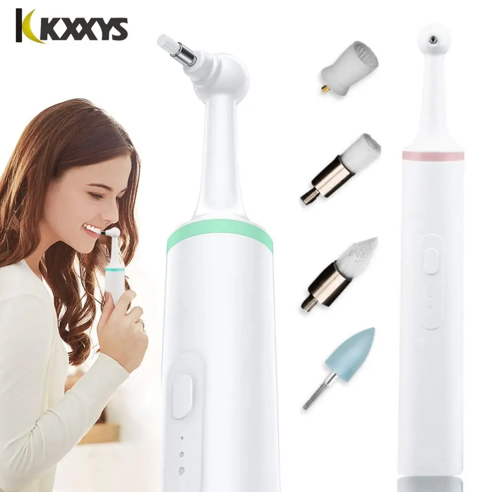 

Rotary Type Electric Tooth Burnisher Stains Dental Scaler Remove Teeth Dirt Included 4pcs Whitening Replacment heads