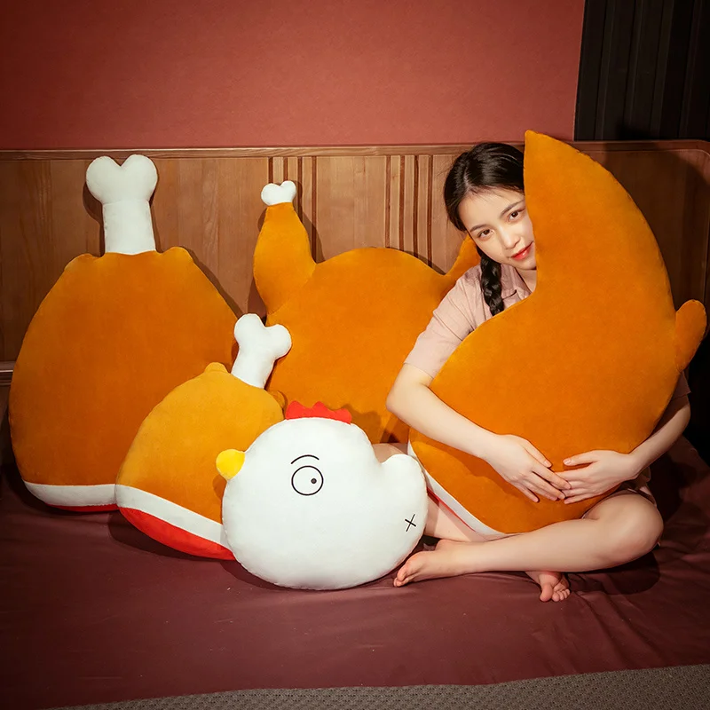 

Giant Food Plushie Stuffed Drumstick Toys Soft Big White Chick Animals Crossing Cartoon Pillow Kawaii Room Decor Kid Girls Gifts