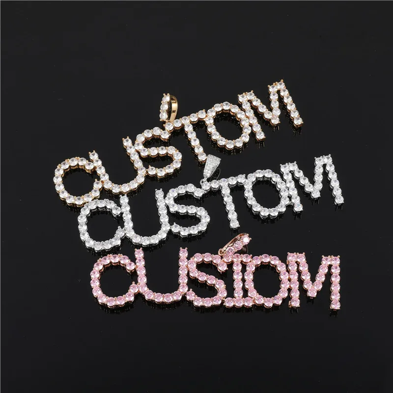 

Hip Hop Custom Name Cubic Zircon Bubble Letters Iced Out Chain Pendants Necklaces Men Women Jewelry Personized Customized Choker