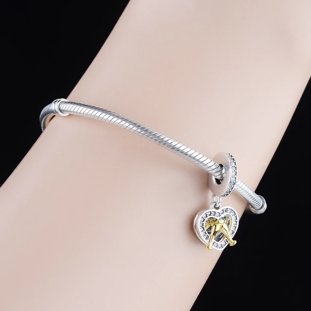 

Fit Original Pandora Charm Bracelet Authentic 925 Silver Happy Anniversary Gold Cup Cheers Beads For Making Women Berloque 2021
