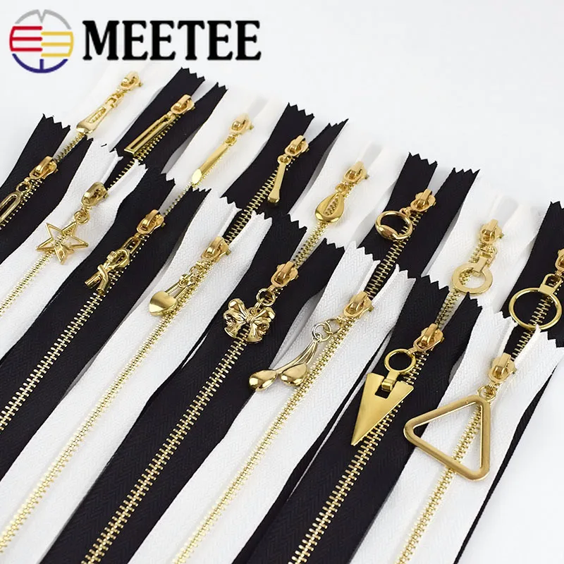 Meetee 2/5 шт. 40-70 см 3# металлическая молния с открытым концом автоматической блокировки Золотая жемчужина слайдер DIY сумки кошелек одежды Декор застежкой-молнией швейная фурнитура