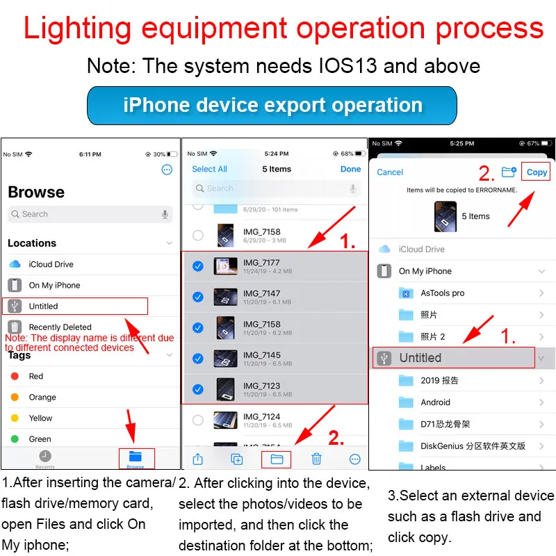 OTG USB   Lightning/Micro SD/TF,     Iphone, Ipad, Apple Ios 13