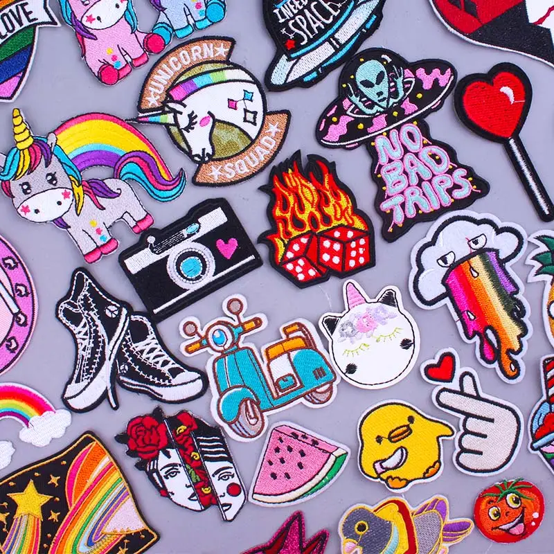 Забавная вышитая нашивка в стиле панк хиппи дешевая ткань для рукоделия