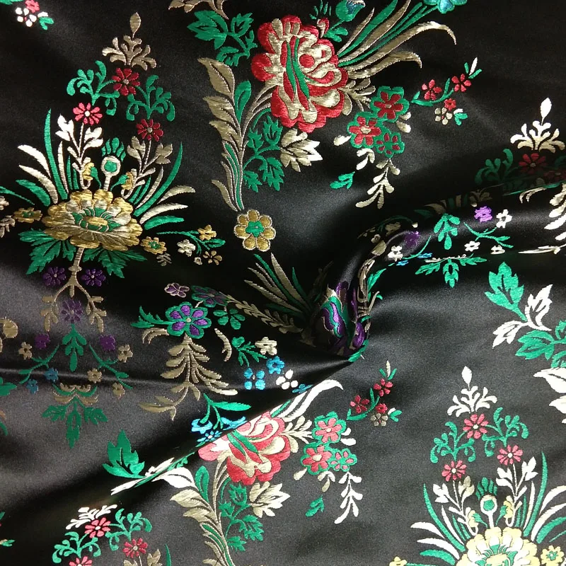 Королевский Черный Цветущий красочный цветы жаккардовая парча ткань 50x72 см