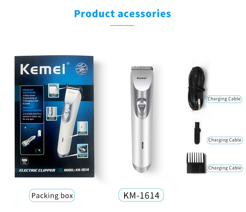 

KM-1614 Professional Hair Trimmer Electric Steel Blade Haircut Clipper Machine Fast Safety Professional Hair Cutter EU plug