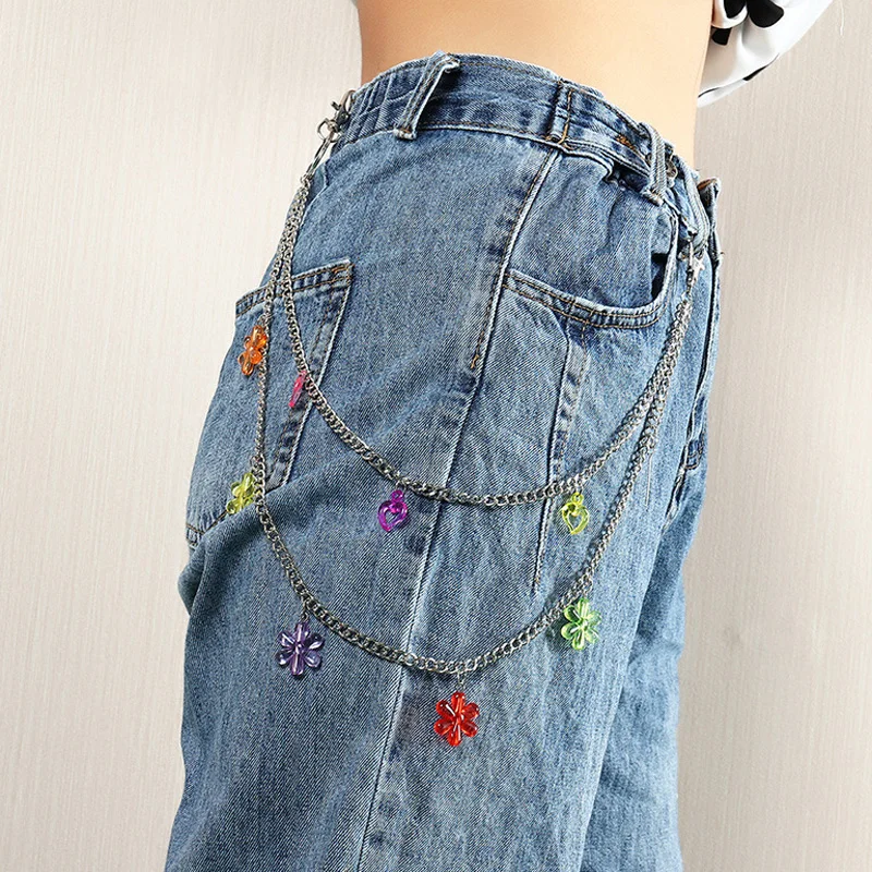 Женская многослойная металлическая цепочка Wgoud разноцветная акриловая в стиле