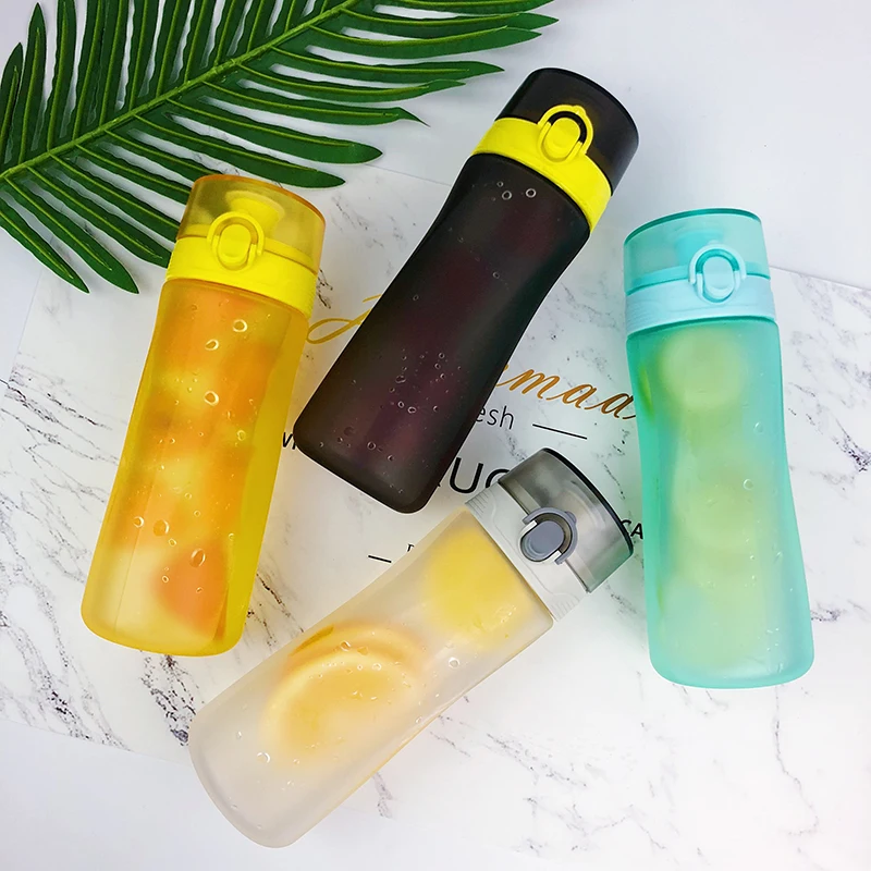 

Sports Water Bottle Locking Flip Lid and Carrier Handle Wide Mouth Plastic Leak Proof for Kids Girl Travel Pink Yellow