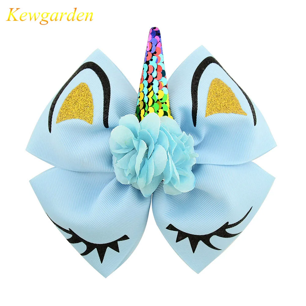 

Kewgarden Children's unicorn hair clip horn sequin bow hair ring 3Pcs