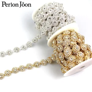 1 ярд 3D круглые мигающие Стразы с золотым и серебряным покрытием, отделочная лента, металлическая цепь для сумки, аксессуары для обуви ML031